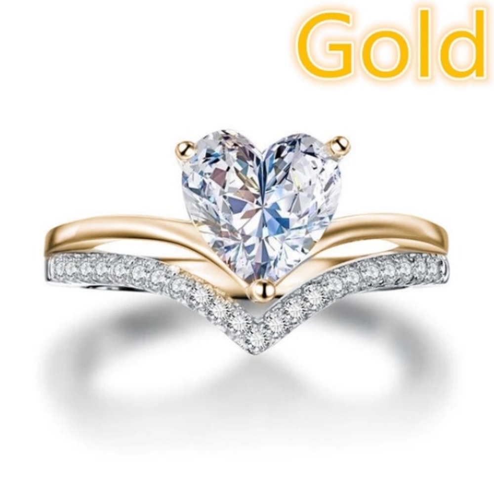 Exquisite White Sapphire Crystal Elegant Heart Ring